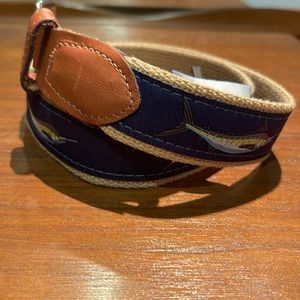 West Marine sailfish swordfish canvas and leather belt.  Made in USA